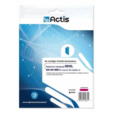 Tusz ACTIS KH-951MR (zamiennik HP 951XL CN047AE; Standard; 25 ml; czerwony)-3479258