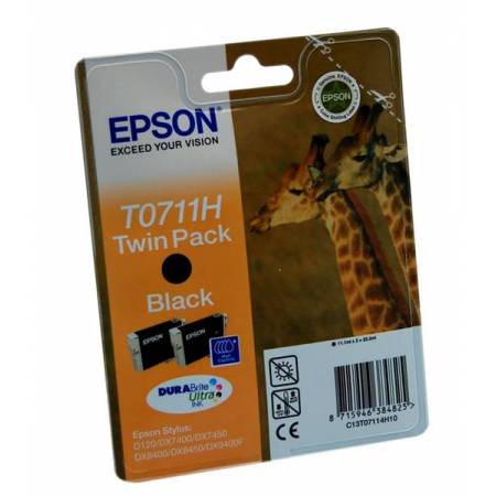 Tusz Epson T0711H Black do drukarek (Oryginalny) Dwu Pack [2x22.2 ml]