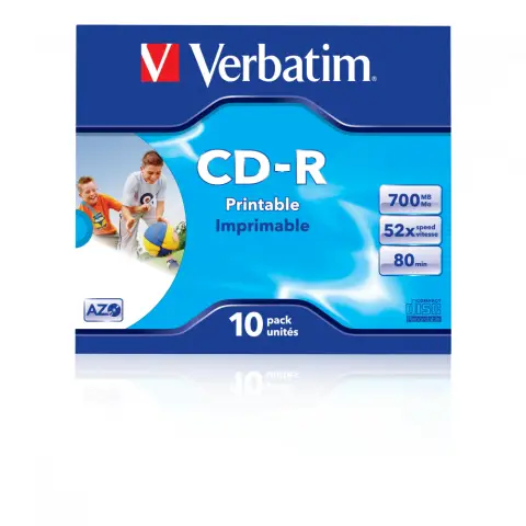Verbatim CD-R | 700MB | x52 | 10szt | Do nadruku | DataLife+ AZO