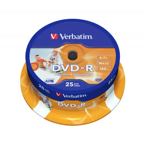 Płyty Verbatim DVD-R 4,7GB 16x - Cake Box - 25 szt. - Printable