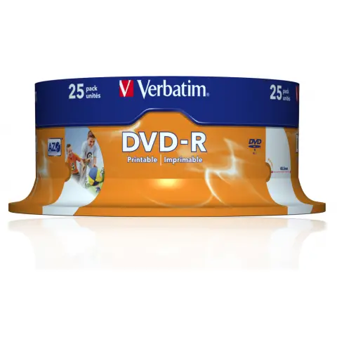 Płyty Verbatim DVD-R 4,7GB 16x - Cake Box - 25 szt. - Printable