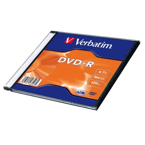 Płyta Verbatim DVD-R | 4.7GB | x16 | Matt slim box 1szt | Matt silver | bez możliwości nadruku