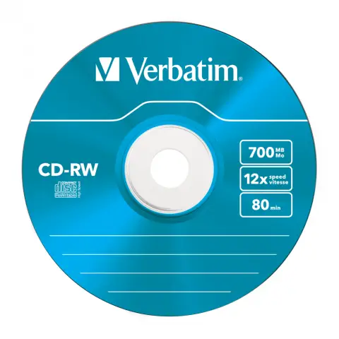 Płyty Verbatim CD-RW 700MB 12x -Slim - 5szt. Color