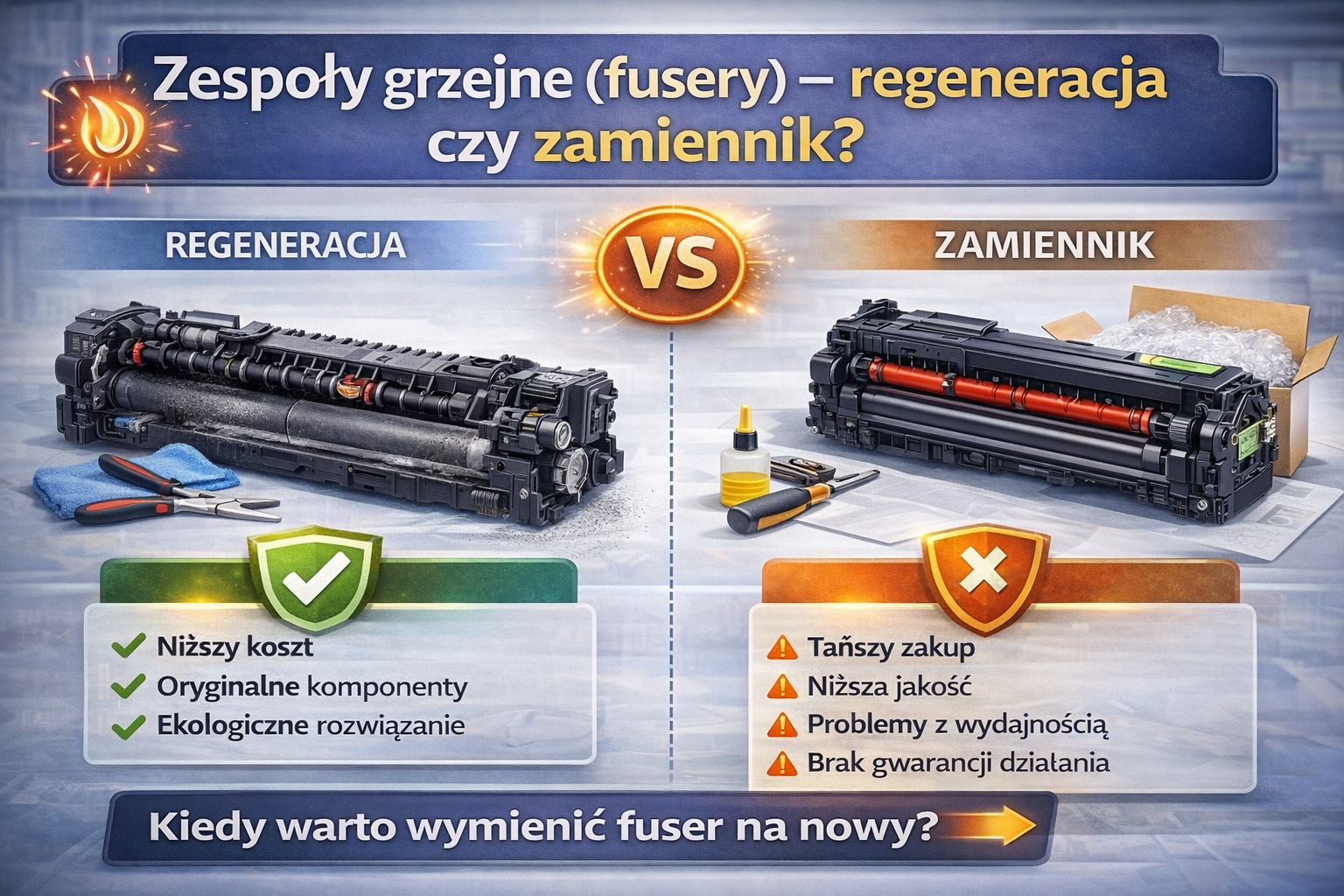 Zespoły grzejne (fusery) - regeneracja czy zamiennik ?
