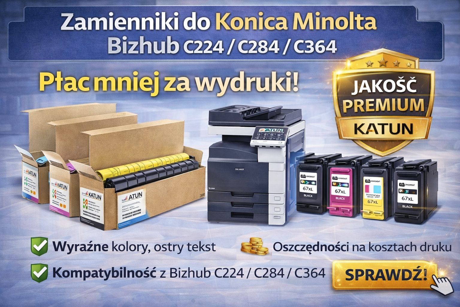 Zamienniki do Konica Minolta Bizhub C224 / C284 / C364