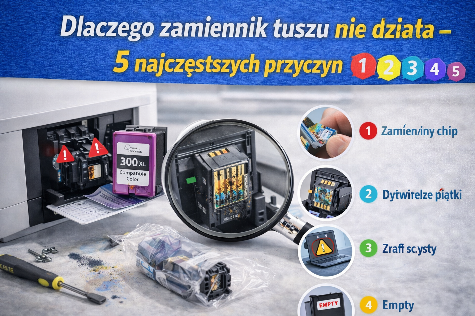 Dlaczego zamiennik tuszu nie działa - 5 najczęstszych przyczyn