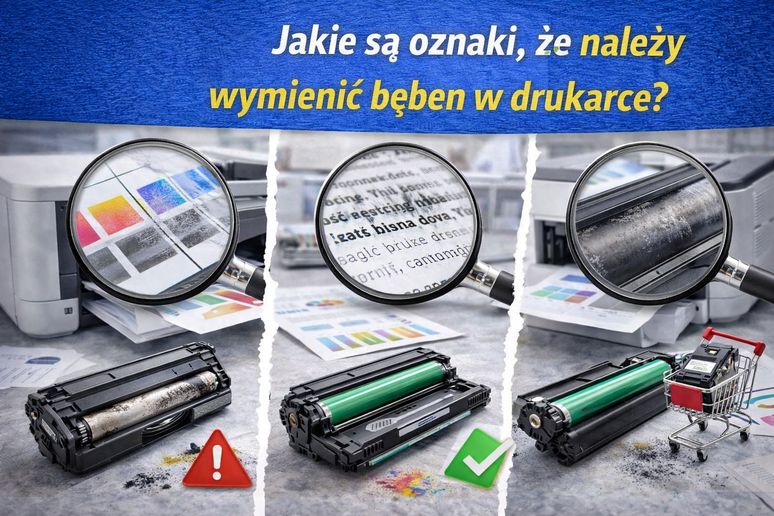Jakie są oznaki, iż należy wymienić bęben w drukarce ?