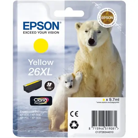 Tusz Epson 26XL / T2634 Yellow do drukarek (Oryginalny) [9.7ml]
