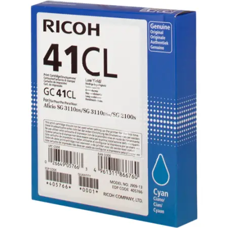 Tusz Ricoh GC 41CL / 405766 Cyan do drukark (Oryginalny) [0.6k]