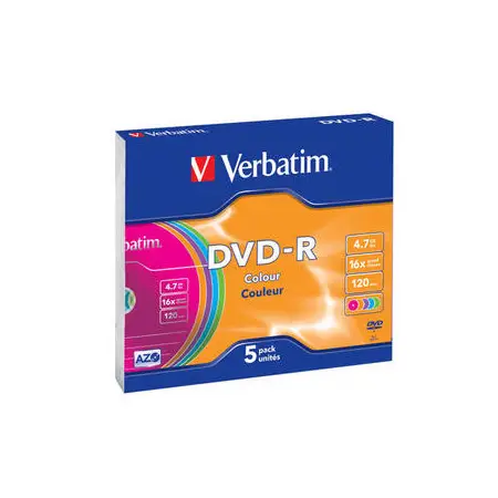 Płyty Verbatim DVD-R 4,7GB 16x - Slim - 5szt. Kolor
