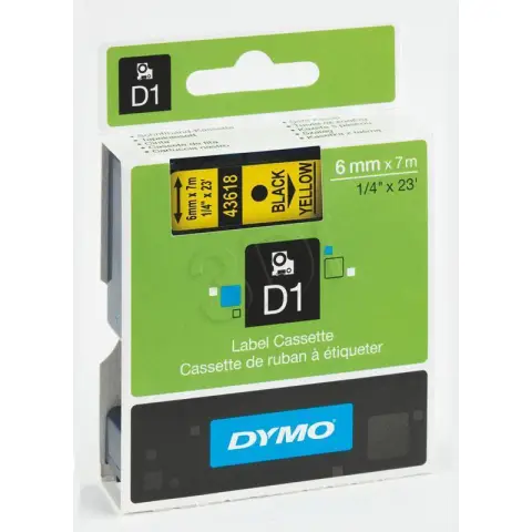 Dymo taśma do drukarek etykiet, D1 43613  czarny/biały 7m/6mm