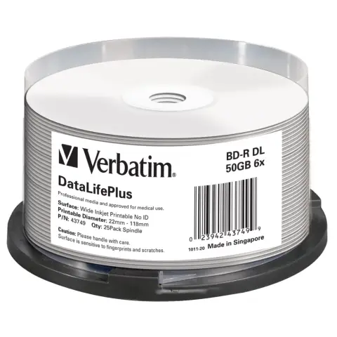 Verbatim BluRay BD-R DL | 50 GB | x6 | 25 szt.| WIDE PRINT | hard coat-3891114