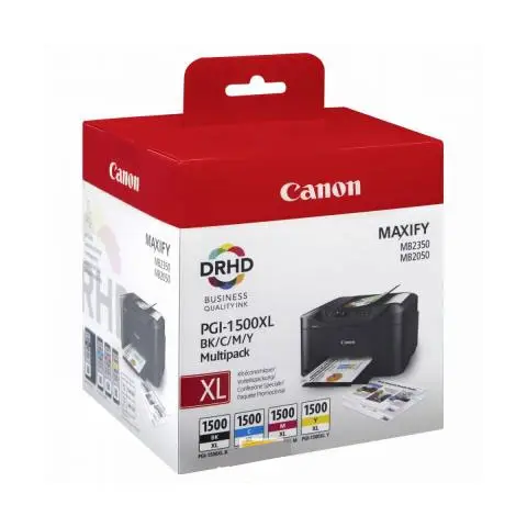 Zestaw tuszy Canon PGI-1500XLCMYBK CMYK do drukark (Oryginalny) - 4 Pack