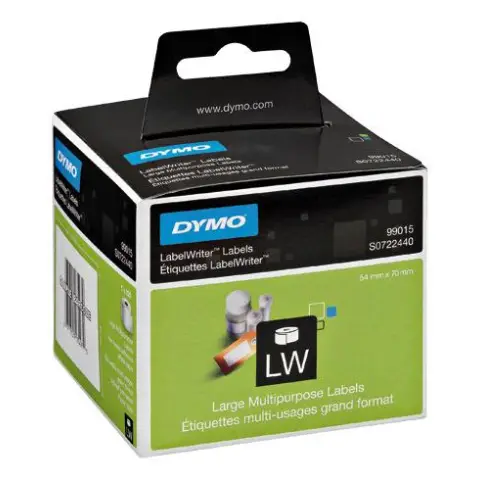 Etykiety Dymo 99015 / S0722440 Czarny na Białym do drukarek (Oryginalne) [54x70mm] - 1 rolka.