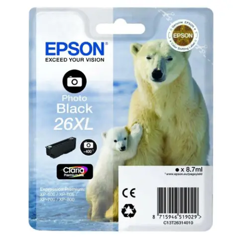 Epson T2631 - Tusz 26XL czarny fotograficzny do Epson XP-510, XP-520, XP-600, XP-610, XP-615 ...