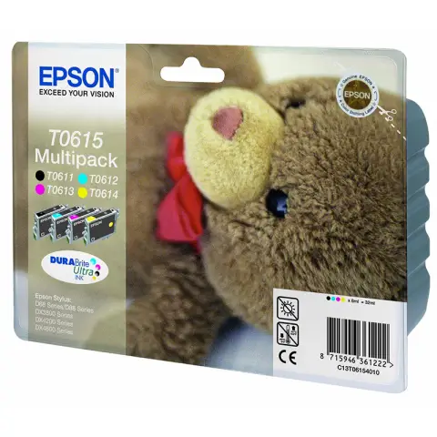 Zestaw Tuszy Epson T0615 CMYK do drukarek (Oryginalny) [4x8ml]