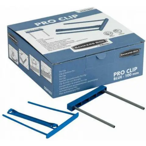 Klips do dokumentów Pro Clip 100 mm, 50 szt., niebieski – z rączką