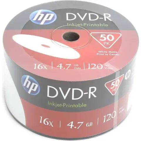 Płyty HP DVD-R - 4.7GB - x16 -  50 szt. - WHITE FF - Do nadruku atramentowego