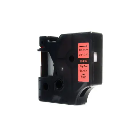 Taśma Dymo Rhino Czarny na Czerwonym 9mm x 5,5m Winylowa, Vinyl (18432) (S0718510)