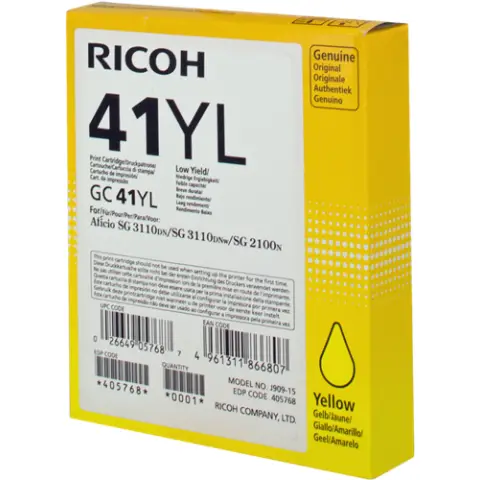 Tusz Ricoh GC 41YL / 405768 Yellow do drukark (Oryginalny) [0.6k]