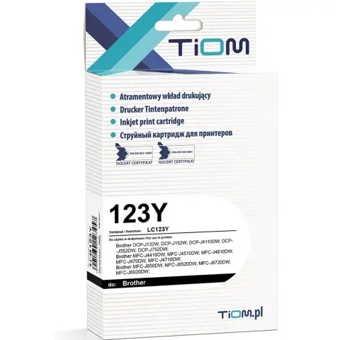 Tusz żółty do Brother DCP-J132, DCP-J150, DCP-J152, DCP-J172, DCP-J552, DCP-J752, DCP-J4110 ... - Zamiennik LC123Y