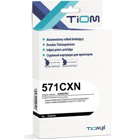 CLI-571C XL tusz cyan do Canon MG-5750, MG-5751, MG-5752, MG-5753, MG-6850, MG-6851, MG-6852, MG-6853, MG-7750, MG-7751
