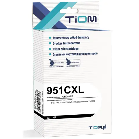 Tusz HP 951XL cyan - Zamiennik CN046AE do HP Officejet Pro 251, 276, 8100, 8600