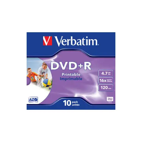 Płyty Verbatim DVD+R 4,7GB 16x - Jewel Case - 10szt. - Do nadruku