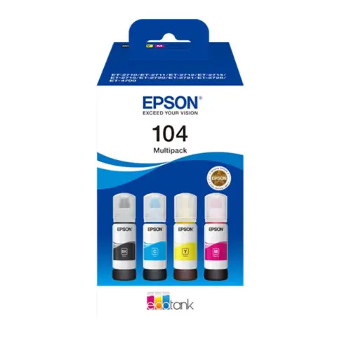 Zestaw Tuszy Epson 104 / C13T00P640 CMYK do drukarek (Oryginalny) -4szt.