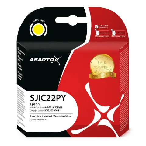 Tusz AS-ESJIC22PYN Yellow do drukare Epson (Zamiennik Epson SJIC22P(Y) / C33S020604) [34ml]
