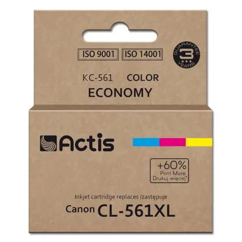 Actis KC-561 Tusz (zamiennik Canon CL-561XL; Supreme; 18 ml; błękitny, purpurowy, żółty). Drukuje więcej o 60% względem OEM.