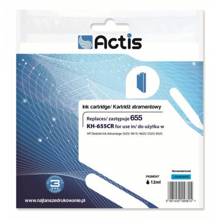 Tusz ACTIS KH-655CR (zamiennik HP 655 CZ110AE; Standard; 12 ml; niebieski)-3479234