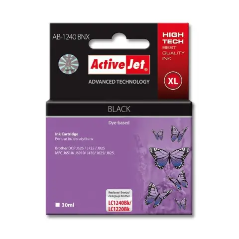 Activejet AB-1240BNX Tusz (zamiennik Brother LC1240BK/1220BK; Supreme; 30 ml; czarny)-3477336