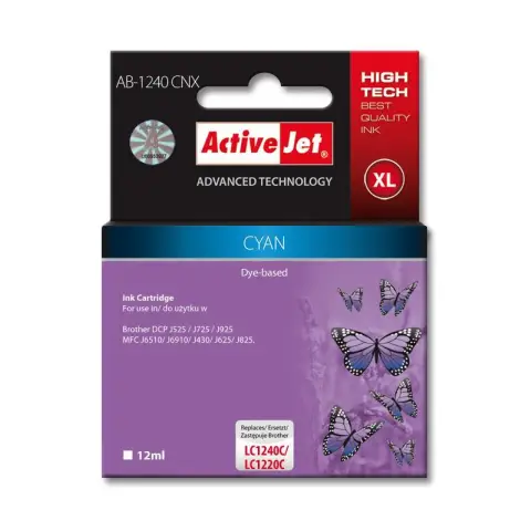 Activejet AB-1240CNX Tusz (zamiennik Brother LC1240C/1220C; Supreme; 12 ml; niebieski)-3477337