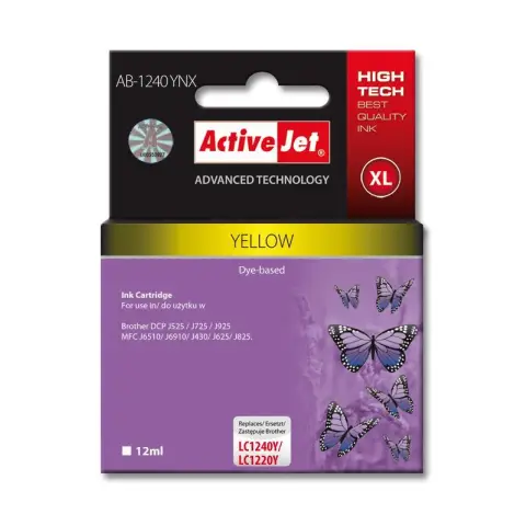 Activejet AB-1240YNX Tusz (zamiennik Brother LC1240Y/1220Y; Supreme; 12 ml; żółty)-3477342