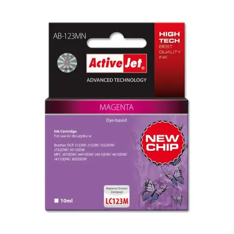 Activejet AB-123MN Tusz (zamiennik Brother LC123M/121M; Supreme; 10 ml; czerwony)-3477350