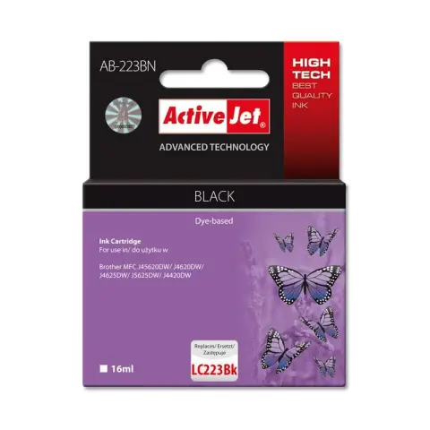 Activejet AB-223BN Tusz (zamiennik Brother LC223BK; Supreme; 16 ml; czarny)-3477391