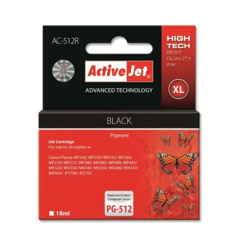 Activejet AC-512R Tusz (zamiennik Canon PG-512; Premium; 18 ml; czarny)-3477486