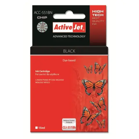 Activejet ACC-551BN Tusz (zamiennik Canon CLI-551BK; Supreme; 15 ml; czarny)-3477502