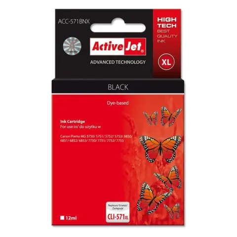 Activejet ACC-571BNX Tusz (zamiennik Canon CLI-571XLBk; Supreme; 12 ml; czarny)-3477537