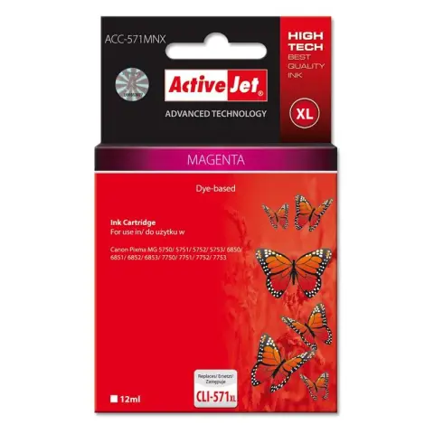 Activejet ACC-571MNX Tusz (zamiennik Canon CLI-571XLM; Supreme; 12 ml; czerwony)-3477540