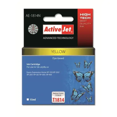 Activejet AE-1814N Tusz (zamiennik Epson 18XL T1814; Supreme; 15 ml; żółty)-3477695