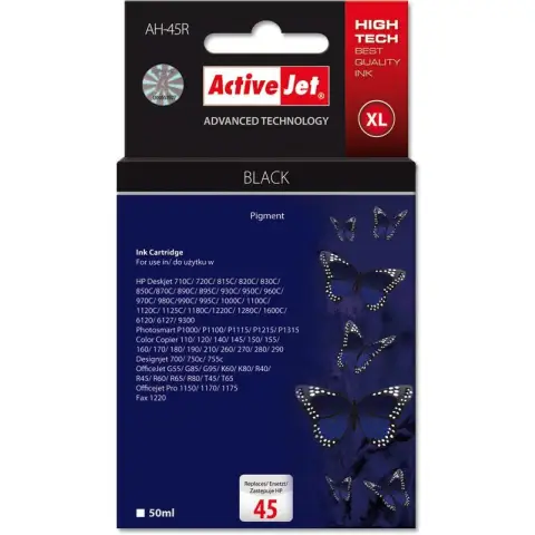 Tusz Activejet AH-45R (do drukarki Apple,Hewlett Packard, zamiennik HP 45 51645A premium 50ml czarny)-3477810