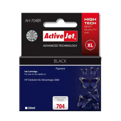 Activejet AH-704BR Tusz (zamiennik HP 704 CN692AE; Premium; 20 ml; czarny)-3477844
