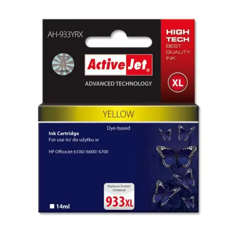 Activejet AH-933YRX Tusz (zamiennik HP 933XL CN056AE; Premium; 13 ml; żółty)-3477920