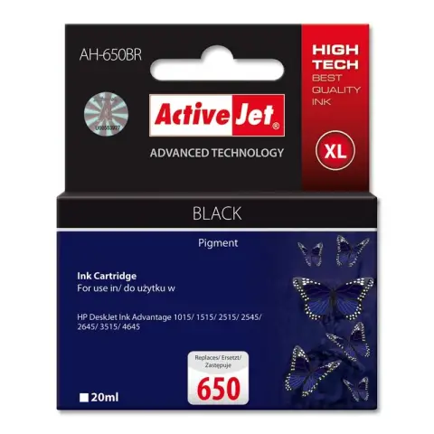 Activejet AH-650BR Tusz (zamiennik HP 650 CZ101AE; Premium; 20 ml; czarny)-3477951