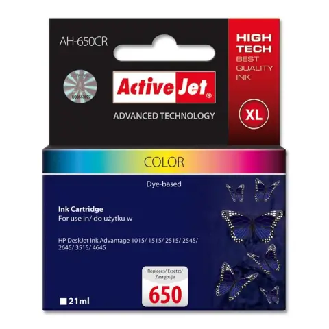 Activejet AH-650CR Tusz (zamiennik HP 650 CZ102AE; Premium; 21 ml; kolor)-3477952