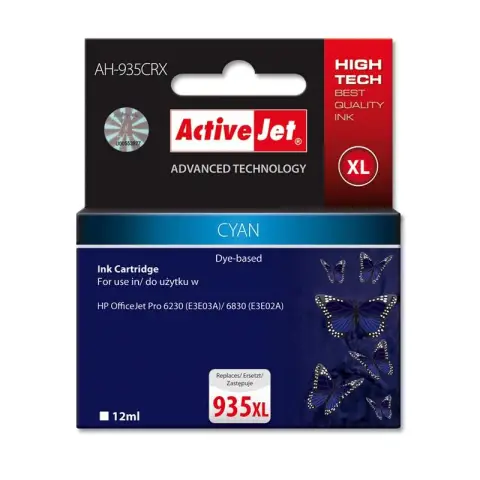 Tusz Activejet AH-935CRX (do drukarki Hewlett Packard, zamiennik 935XL C2P24AE premium 12ml cyan Chip)-3477957