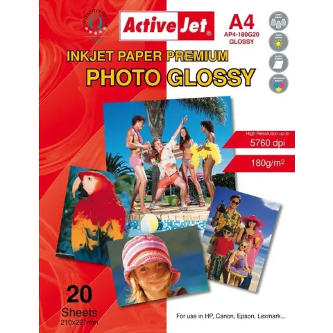 Papier błyszczący Activejet AP4-180G20 (A4; 20 szt.)-3478070