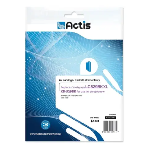 Tusz ACTIS KB-529Bk (zamiennik Brother LC529BK; Standard; 58 ml; czarny)-3479003